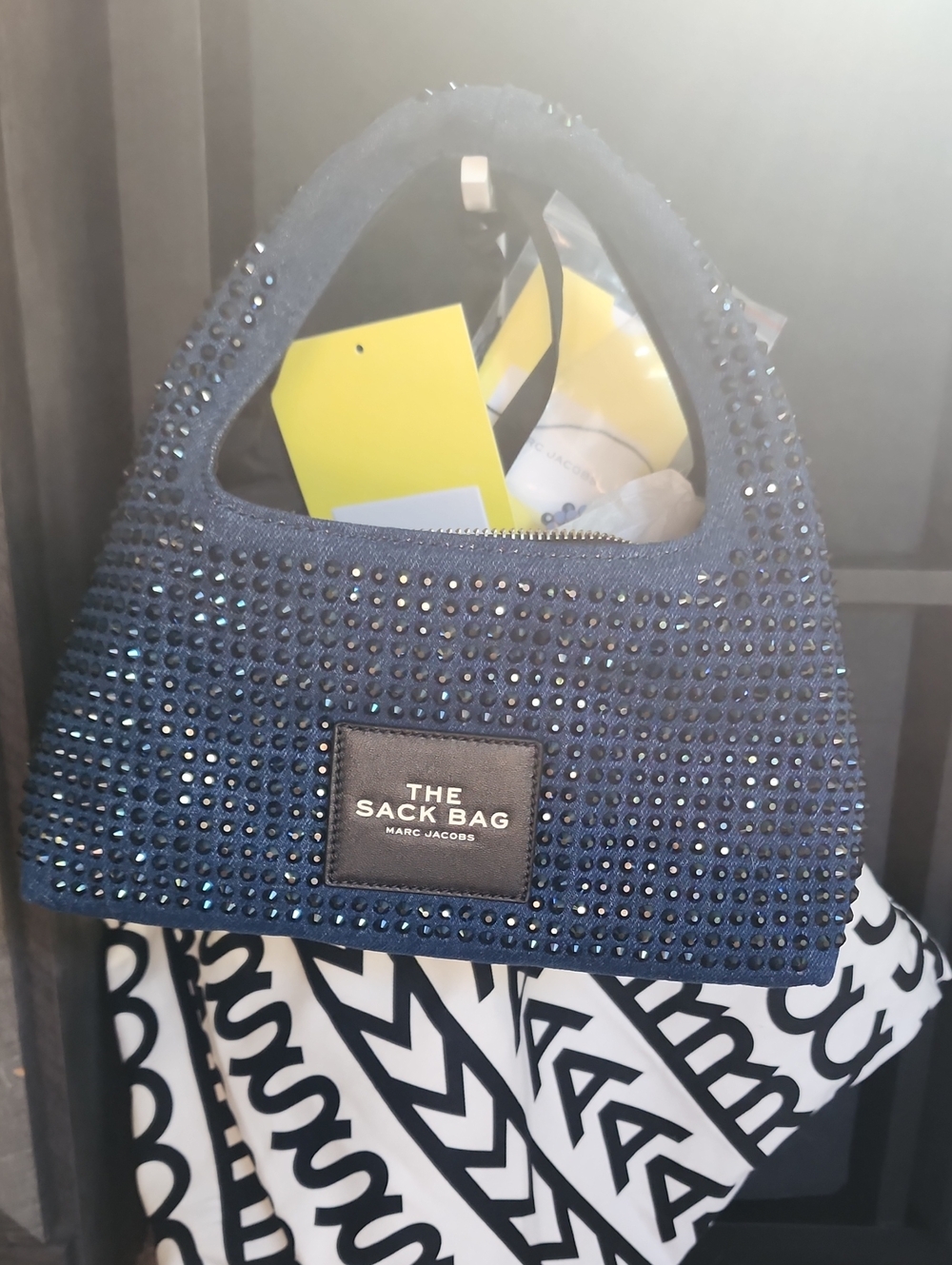 *Authentic* Marc Jacobs Navy Crystal-Embellished Sack Mini Bag